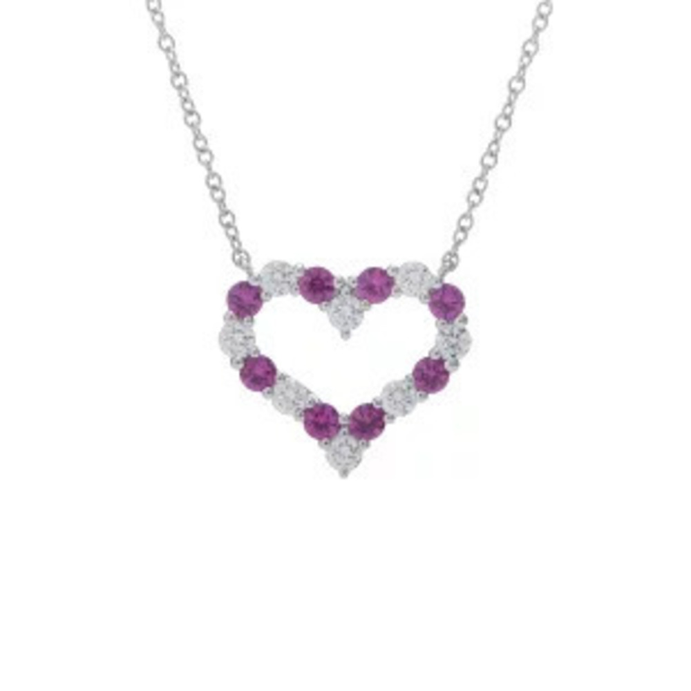 Tiffany Co Sentimental Heart Necklace Platinum Diamond Pink Sapphire